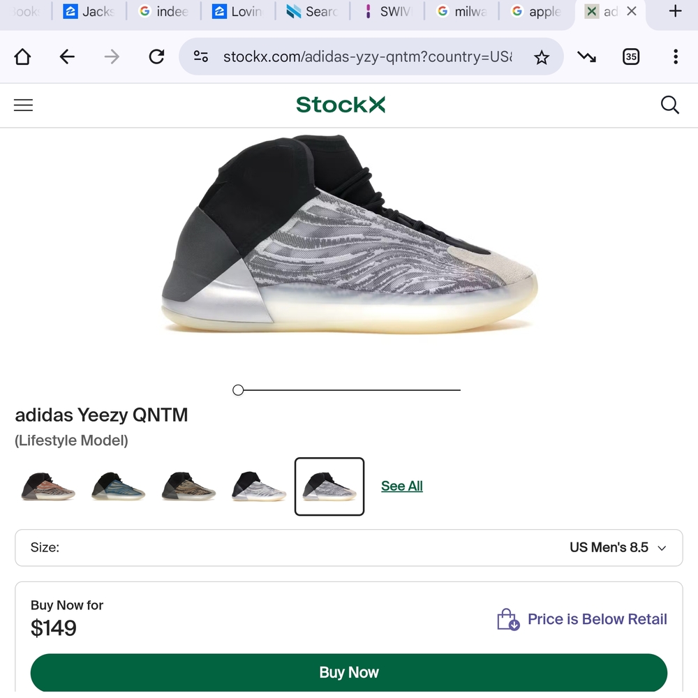 Adidas Black and Gray Yeezy QNTM Sneakers - Picture 2 of 8